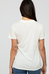 Cream Heathered V-Neck Top