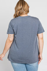 Charcoal Heathered V-Neck Plus Top