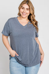 Charcoal Heathered V-Neck Plus Maternity Top