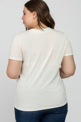 Cream Heathered V-Neck Plus Maternity Top