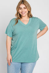 Mint Heathered V-Neck Plus Maternity Top