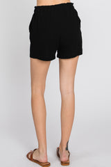 Black Linen Front Tie Shorts