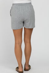 Heather Grey Distressed Drawstring Maternity Lounge Shorts