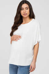 Ivory Dolman Sleeve Terry Maternity Top