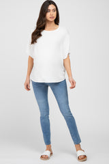 Ivory Dolman Sleeve Terry Maternity Top