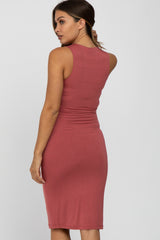 Rust Fitted Sleeveless Maternity Dress