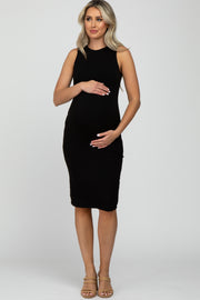 Black Fitted Sleeveless Maternity Dress