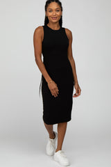 Black Fitted Sleeveless Maternity Dress