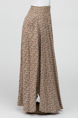 Light Mocha Floral Smocked Waist Maxi Skirt