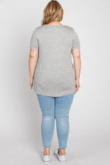 Heather Grey V-Neck Short Sleeve Plus Top