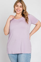 Lavender V-Neck Short Sleeve Plus Top