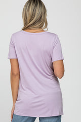 Lavender V-Neck Short Sleeve Maternity Top