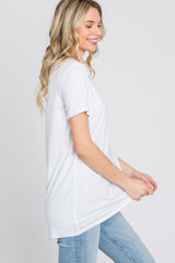 White V-Neck Short Sleeve Top