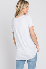 White V-Neck Short Sleeve Top