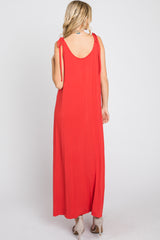 Rust Tie Strap Side Slit Maxi Dress