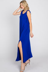 Royal Blue Tie Strap Side Slit Maxi Dress