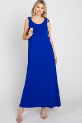 Royal Blue Tie Strap Side Slit Maxi Dress