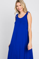 Royal Blue Tie Strap Side Slit Maxi Dress