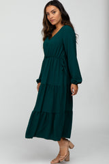 Forest Green Long Sleeve Tiered Maxi Dress