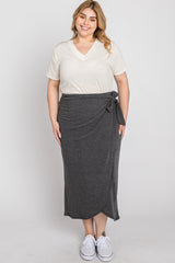 Charcoal Wrap Plus Midi Skirt