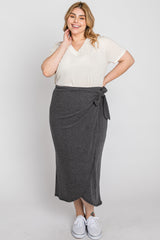 Charcoal Wrap Plus Midi Skirt