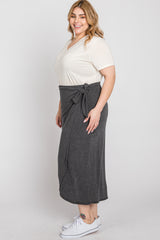 Charcoal Wrap Plus Midi Skirt