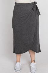 Charcoal Wrap Plus Midi Skirt