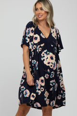 Navy Floral Babydoll Maternity Mini Dress