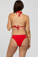 Red Strappy Maternity Bikini Set