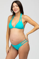 Aqua Strappy Maternity Bikini Set