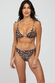 Brown Leopard Print Bikini Set