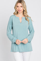 Mint Green Soft Knit Long Sleeve Top