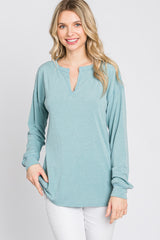 Mint Green Soft Knit Long Sleeve Top