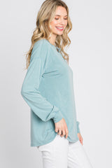 Mint Green Soft Knit Long Sleeve Top