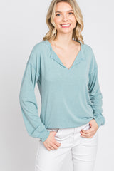 Mint Green Soft Knit Long Sleeve Top