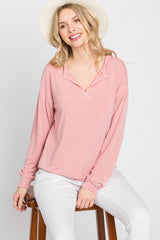 Pink Soft Knit Long Sleeve Top