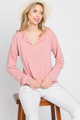 Pink Soft Knit Long Sleeve Maternity Top