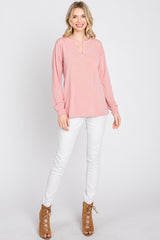 Pink Soft Knit Long Sleeve Top