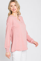 Pink Soft Knit Long Sleeve Top