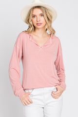 Pink Soft Knit Long Sleeve Top