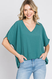 Emerald Green Short Sleeve Blouse