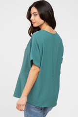 Emerald Green Short Sleeve Maternity Blouse