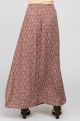 Mauve Floral Front Tie Maxi Skirt