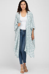 Light Blue Leaf Print Maternity Cover Up