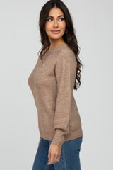 Mocha Soft Ribbed Knit Sweater