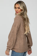 Mocha Soft Ribbed Knit Maternity Sweater