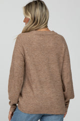 Mocha Soft Ribbed Knit Maternity Sweater