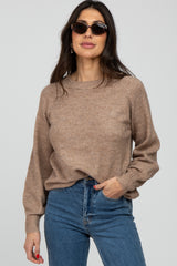 Mocha Soft Ribbed Knit Maternity Sweater