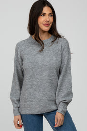 Heather Grey Soft Ribbed Knit Sweater