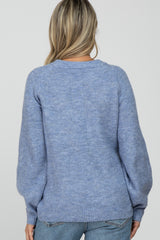 Blue Soft Ribbed Knit Maternity Sweater